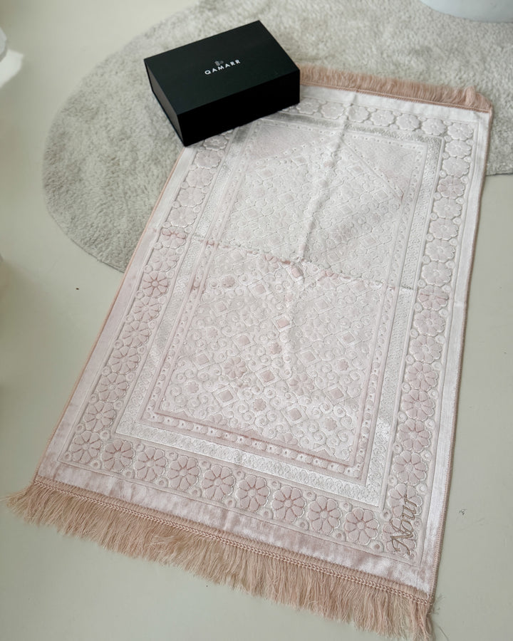 QAMARR ® Majestic Personalized Prayer mat Giftbox - Cotton candy pink