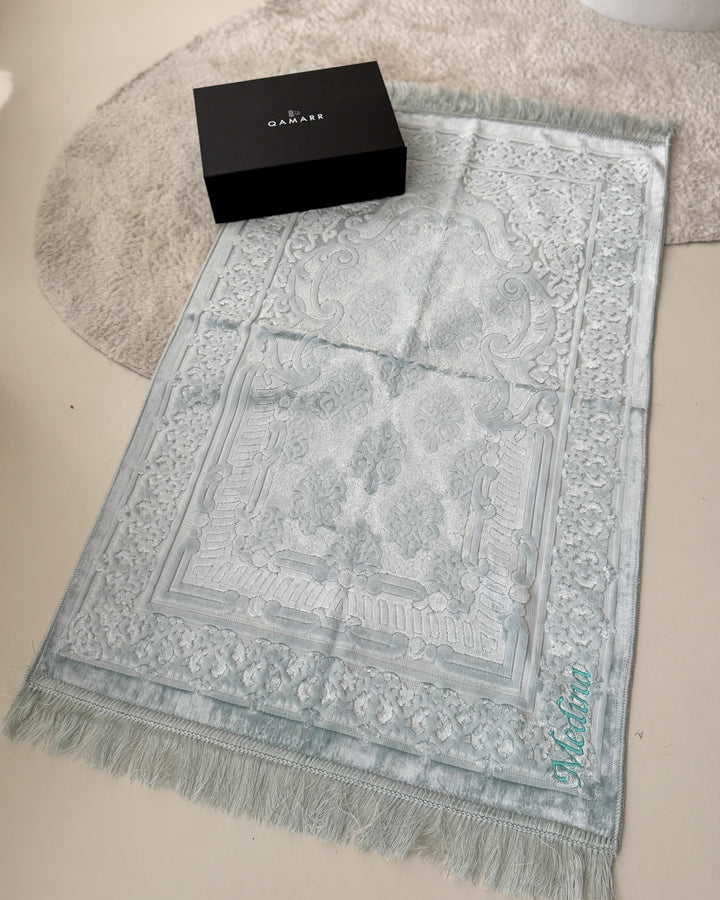 QAMARR ® Majestic Personalized Prayer mat Giftbox - Sky Blue